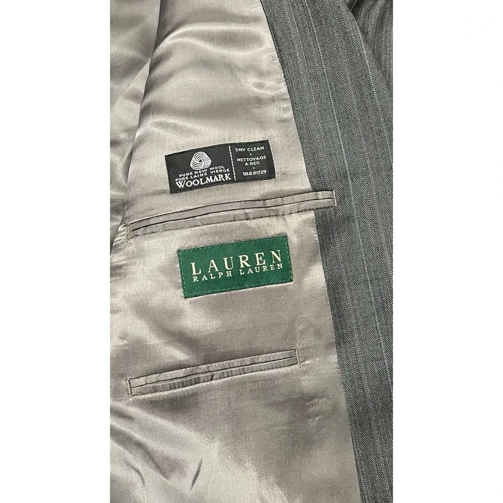 ⁠ Lauren Ralph Lauren Pinstripe Suit Set Wool 40 x 27 52R Old Money Woolmark